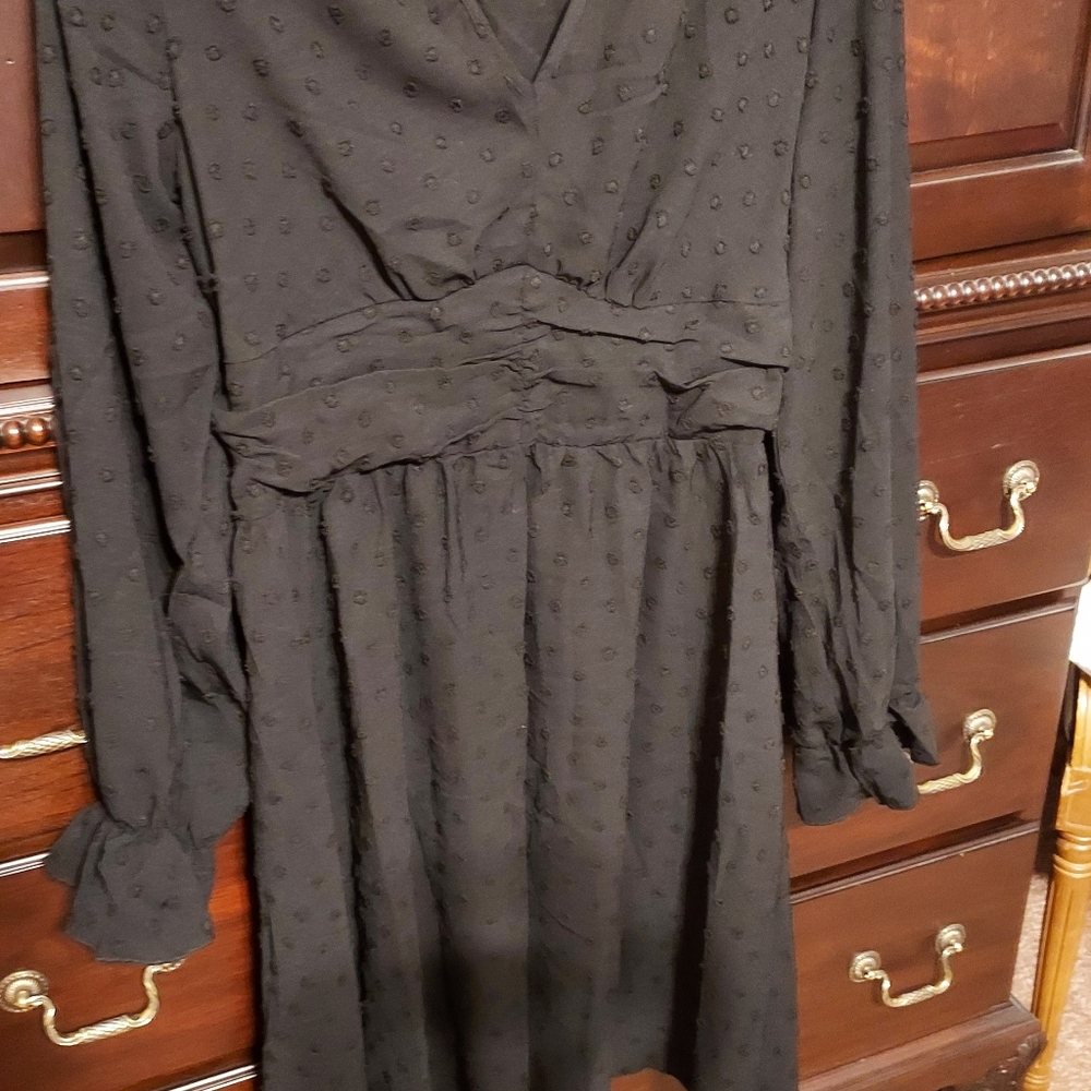 Black Swiss dot dress